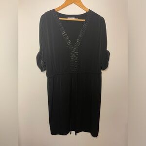 40-Calvin Klein Short Sleeve Midi Black Dress with Beading Size 12